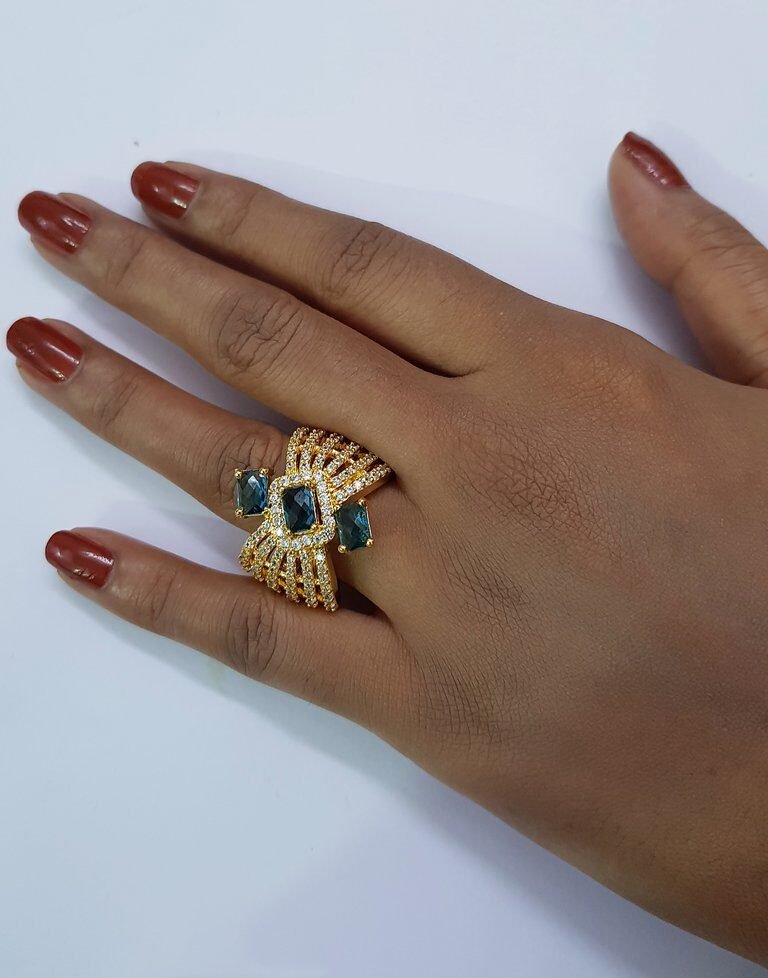 Blue Twin Bloom Ring - Image 2