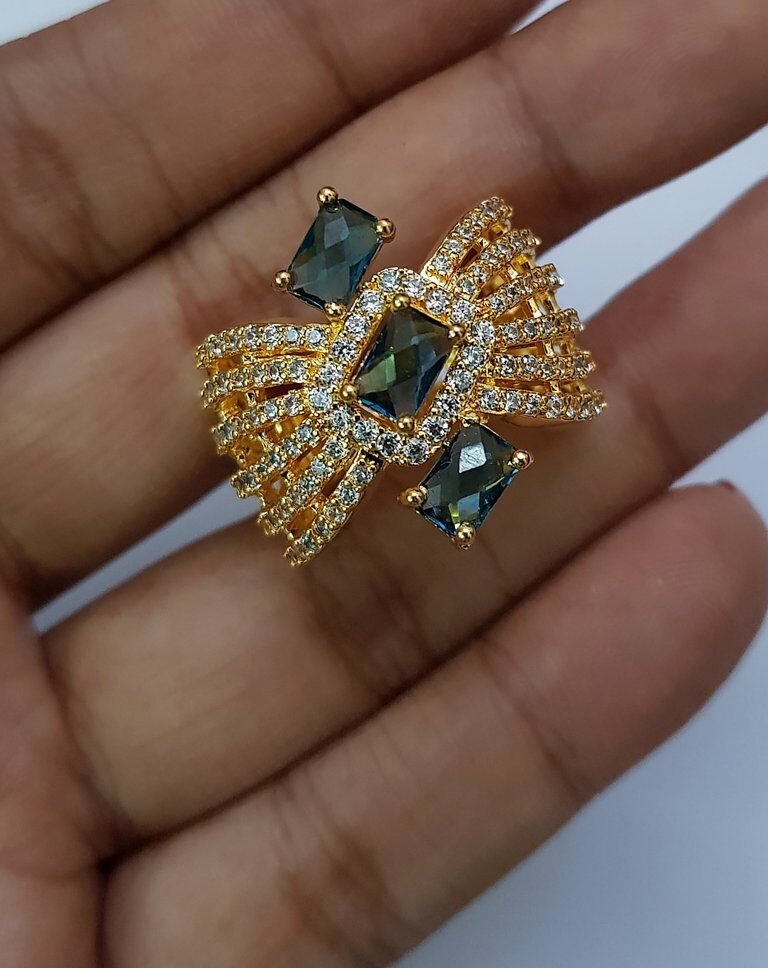 Blue Twin Bloom Ring - Image 3