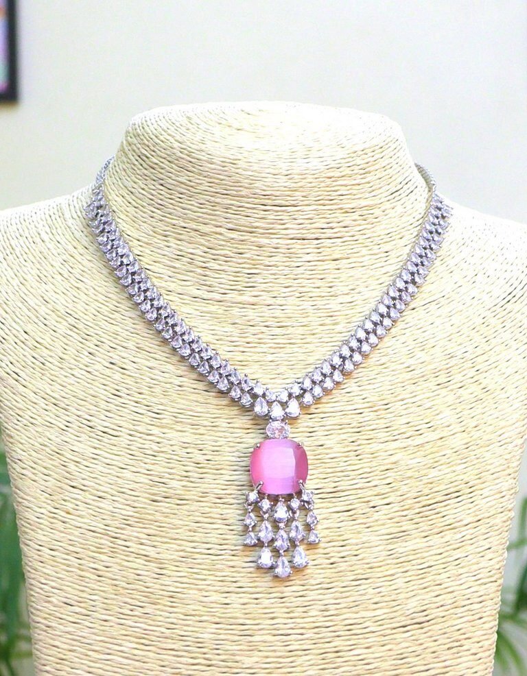 Sunlit Cascade Necklace Set – Rosy Blush Edition - Image 2